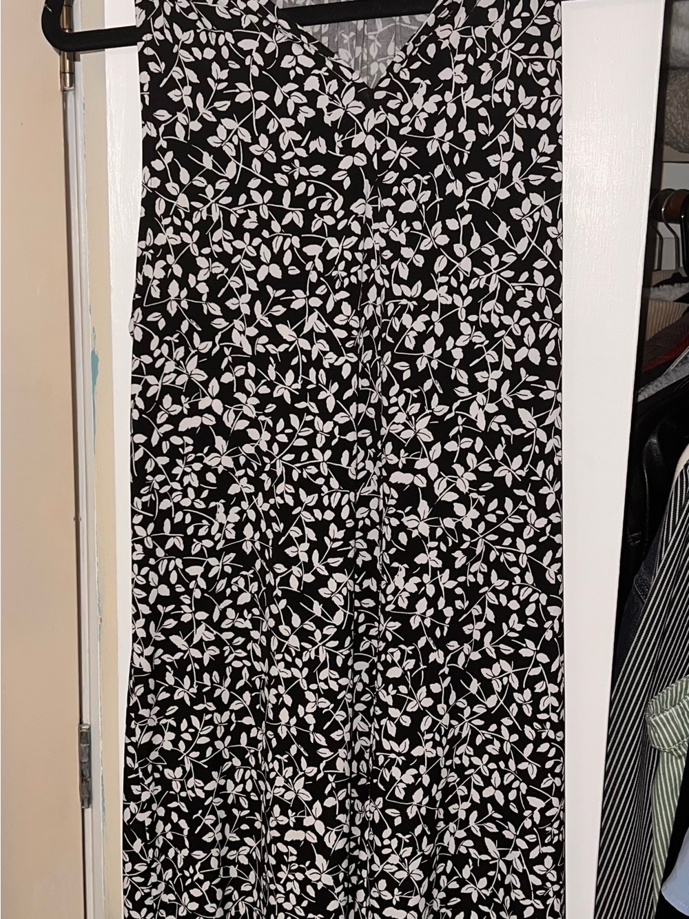 MSK Black Dress with White Leaf Pattern